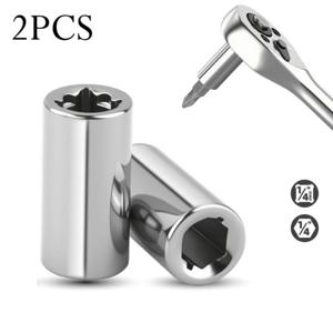 2PCS 1/4인치 스퀘어 드라이브에서 1/4 헥스 소켓 비트 변환기 스크루드라이버 비트 어댑터 키트 전동 공구 액세서리