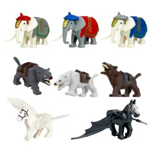 작은 입자 빌딩 블록 MOC Warhorse War Elephant Wolf Battle Robe 동물 시리즈 모델 조립 장난감 소년의 휴일 선물