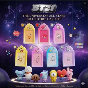 BT21 코야 RJ 슈키 망 치미 타타 쿠키 크리에이티브 애니메이션 주변기기 카드 수납 세트 팬들을 위한 만화 선물