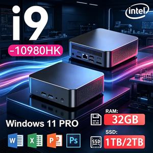 코어 i9 10980HK 미니 PC 윈도우 11 프로 소형 포켓 컴퓨터 32GB 램 1TB/2TB SSD WIFI 6 BT5.2 4K HD 미니 게이밍/오피스/학습용 PC