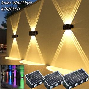 1/2 PCS 태양 LED 스포트라이트 야외 방수 상단 및 하단 조명 발코니 안뜰 정원에 대 한 태양 전원 가로등