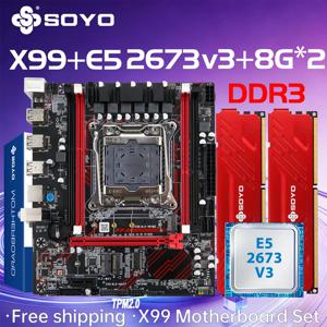 SOYO X99 DDR3 마더보드 E5 2673 V3 CPU 16GB(8G*2)RAM 메모리아 제온 인텔 LGA2011-3 PC 게이머 PCIE16x3.0 NVMe M.2 TPM2.0 데스크탑