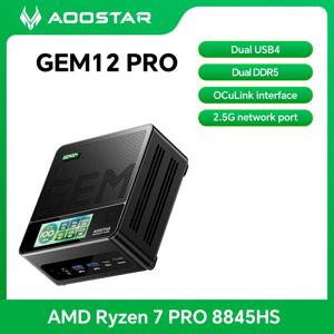 AOOSTAR GEM12 Pro 미니 PC Ryzen 7 PRO 8845HS, Radeon 780M, DDR5-5600 듀얼 채널, 듀얼 NVMe PCIe4.0, USB4 x2, OCuLink 게이밍 PC