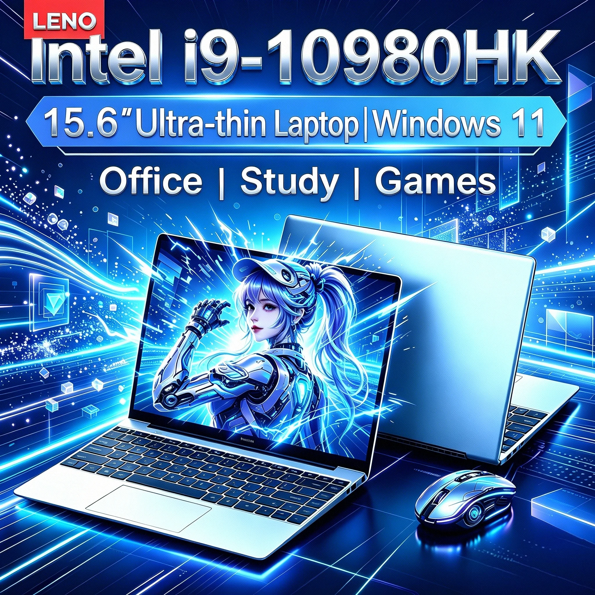 레노 2026 15.6인치 초슬림 노트북 인텔 i9 10980HK 윈도우 11 32GB 램 2TB SSD 게이밍 노트북 휴대용 사무용 PC 컴퓨터