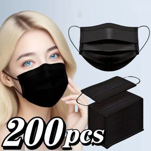 50-200개 일회용 안면 마스크 3겹 통기성 방진 보호 마스크 일상 여행 작업용 마스크 페이셜 케어 액세서리