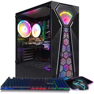 게이밍 PC 데스크탑, 10세대 G5905 3.5G, 라데온 RX 550 4G, 16GB DDR4, 512GB SSD, 600M WiFi, BT 5.0, RGB 팬 x4, W