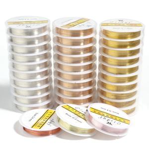 1 롤 골드 컬러 구리 와이어 0.2/0.3/0.4/0.5/0.6/0.7/0.8/1.0mm 구슬 코드 와이어 DIY 비즈 쥬얼리 액세서리 만들기