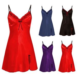 섹시한 잠옷 여성 레이스 실크 새틴 나이트 드레스 민소매 Nighties v 넥 나이트 가운 플러스 사이즈 2XL Nightdress Summer Nightwear