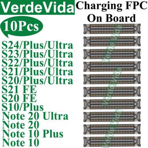 10pcs USB 충전 FPC 커넥터 삼성 S22 S23 S24 울트라 S21 S20 FE S10 플러스 참고 10 충전기 플러그 마더 보드 온보드