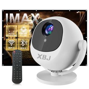 XBJ 구형 홈 시어터 4K 프로젝터, 안드로이드 WiFi 6 BT 5.0 자동 키스톤 360 °   야외용 회전형 휴대용 비디오 프로젝터