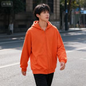 하이 스트리트 후드티 남성 단색 지퍼업 긴팔 루즈핏 재킷 코트 캐주얼 후드 스웨트셔츠 Y2K 패션 아웃도어 의류
