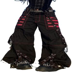 여성 고딕 카고 청바지 와이드 스트레이트 다리 펑크 그런지 헐렁한 바지 고스 미적 Streetwear 바지