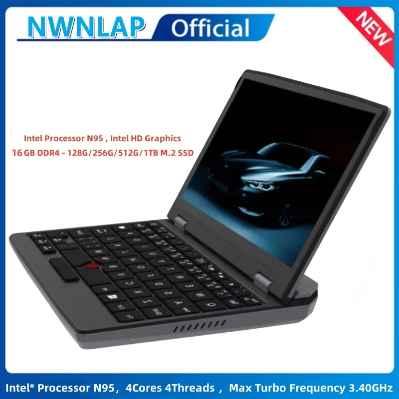 7인치 미니 노트북 인텔 N95 노트북 터치스크린 휴대용 넷북 윈도우 11 미니 PC 마이크로 컴퓨터 블루투스 4.2 16GB 1TB