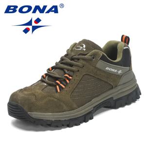 BONA 새 디자이너 내마모성 및 미끄럼 방지 하이킹 신발 트레킹 스니커즈 남성 신발 남성 트레킹 워킹 조기