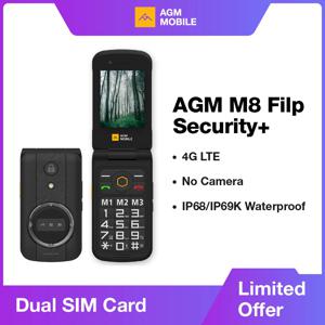AGM M8 보안 강화형 플립폰 시니어 안전폰 카메라/블루투스 없음 방수 2.8인치 QVGA 4G SOS 버튼 1500mAh 배터리 FM 라디오