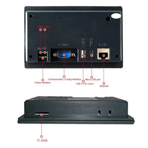 Huaqingjun 4.3 인치 LCD 터치 스크린 이더넷 RS485 232 통신 PLC 용 DC19-30V LAN RJ45 HMI