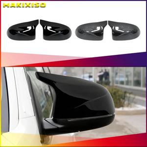 BMW F25 X3 F26 X4 F15 X5 F16 X6 2014 15-18 밝은 검정색 캡 탄소 섬유 스타일 자동차 자동차 후면보기 사이드 미러 커버 트림