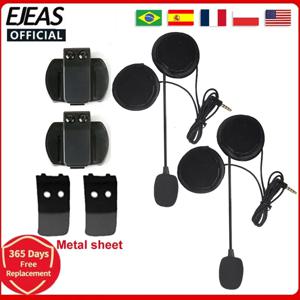 EJEAS 3.5mm 오디오 플러그 마이크 스피커 헤드셋 및 클립 Xinowy V4 V6 V4C V6C 오토바이 헬멧 헤드폰 + 금속 시트