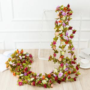 250CM 인공 장미 꽃 웨딩 홈 룸 장식 봄 가을 정원 아치 크리스마스 등나무 DIY 가짜 식물 포도 나무