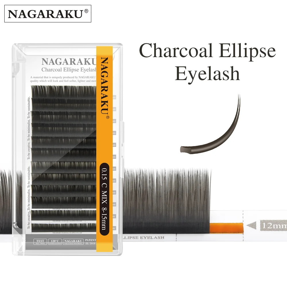 NAGARAKU 플랫 타원형 속눈썹 분할 팁 매트 그레이 블랙 컬러 슈퍼 소프트 젠틀 천연 속눈썹 연장 플랫 모양 속눈썹