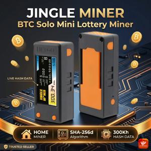 징글 마이닝 BTC 솔로 미니 로터리 마이너 300KH/s 홈 마이너 Wi-Fi SHA-256d BTC 징글 마이너 비트코인 ​​암호화 솔로 로터리 3.3V 1W