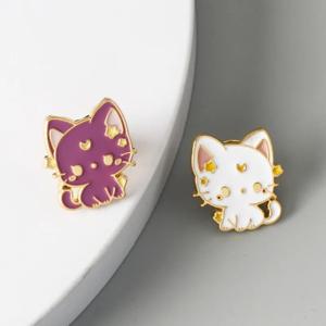 만화 귀여운 고양이 브로치 스타 문 고양이 합금 드립 오일 쥬얼리, 귀여운 애완 동물 고양이 배지 쥬얼리, 세트 당 2 개