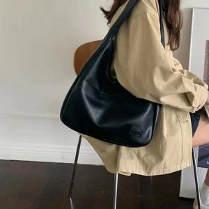 여성용 대용량 블랙 가죽 토트백 패셔너블 다용도 숄더백 핸드백