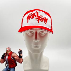 킹 오브 파이터스 Fatal Fury 테리 보가드 코스프레 야구 모자 코스프레 조정 가능한 빨간색 자수 모자 남여 액세서리 소품