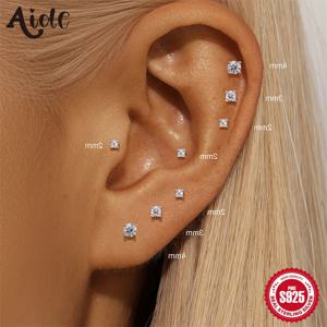 보좌관 미니 2/3/4mm 여성을위한 Moissanite 귀걸이 925 스털링 실버 귀걸이 INS 트렌드 웨딩 귀 스터드 쥬얼리 Brincos de Pratas