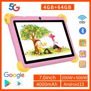 어린이용 태블릿, 안드로이드 학습 게임 패드, 어린이 보호 케이스, 쿼드 코어, 4GB + 64GB ROM, 어린이 최고의 선물, 7 인치, 5G