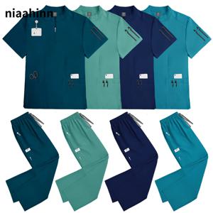 애완 동물 미용 스크럽 정장 남여 간호 유니폼 세트 스파 미용 작업복 병원 의료 수술 탑 바지 수술 세트
