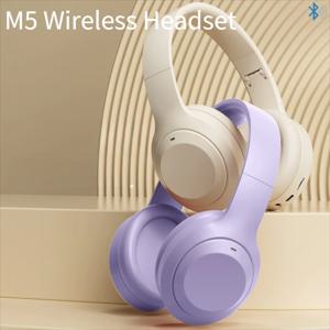 오버 이어 HIFI 스테레오 M5 헤드셋 무선 Bluetooth 5.3 헤드폰 스포츠 게임용 이어폰 지원 TF/AUX 소음 감소