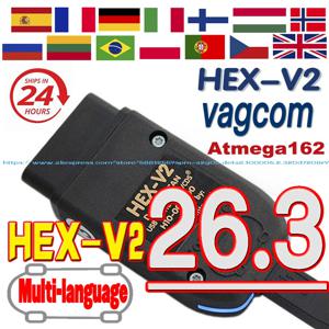 VAG COM HEX-V2 스캐너 최신 모델 V26.3 버전 다국어 지원 OBD2 진단 VCDS 툴 케이블 (아우디/스코다/폭스바겐 차량용)
