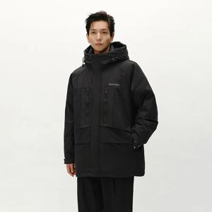 세미르 다운 재킷 남성 중간 길이 후드 스포츠 컬러 블록 2025 겨울 남성 의류 따뜻한 아우터 방풍 따뜻한 컬러 블록 디자인