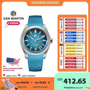 산 마틴 39mm GMT 미요타 9075 럭셔리 시계 지안잔 자동 기계식 시계 남성용 사파이어 방수 10Bar SN0144