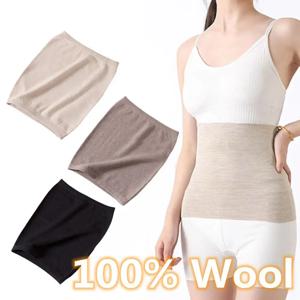 100% 순모 허리 보호 워머 벨트 탄력 있는 캐시미어 복부 허리 겨울용 두꺼운 벨트 여성 복부 보호