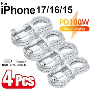 4개입 USB C 케이블, USB C 100W 고속 충전 케이블, 아이폰 17, 16, 15, 삼성, 샤오미, 화웨이 등에 대한 고속 충전 지원