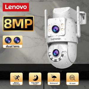 듀얼 렌즈 듀얼 스크린 AI 추적 PTZ 컬러 야간 투시경 기능을 갖춘 레노버 8MP HD 실외 보안 카메라