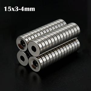 강력한 네오디뮴 자석 15x3-4mm 구멍이 있는 둥근 초강력 자석 NdfeB 영구 자석 Imanes DIY 냉장고 자석
