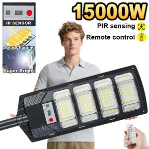 15000W 야외 태양광 램프 초강력 태양광 가로등 320 °   광범위한 황혼에서 새벽까지 조명 IR 센서 뒷마당 정원 램프 IPX67 방수 뒷마당 보안 조명 모션 센서가 장착된 3가지 모드 태양광 램프 정원 길 태양 전등