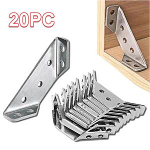 20/40pcs 스테인레스 스틸 앵글 브래킷 범용 가구 직각 고정 브래킷 캐비닛 사다리꼴 레이어 보드 커넥터