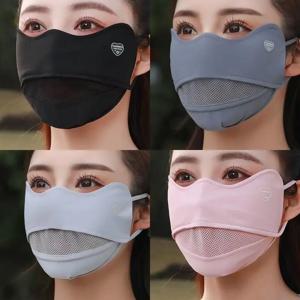 아이스 실크 통기성 자외선 차단 페이스 마스크 단색 UV 차단 페이셜 커버 여성 사이클링 야외 스포츠 썬 쉴드