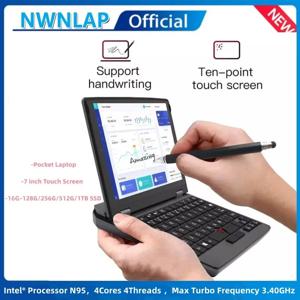 7인치 미니 노트북 인텔 N95 노트북 IPS 터치스크린 휴대용 넷북 윈도우 11 프로 미니 PC 마이크로 컴퓨터 BT 4.2 16G 256GB