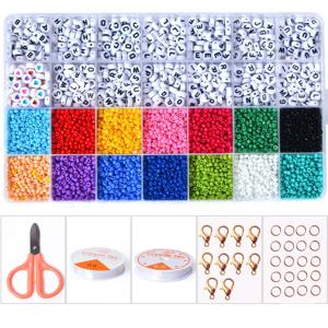 28 셀 3mm 유리 쌀 DIY 비즈 세트 팔찌 만들기 키트 편지 예술과 공예 장난감 소녀 선물과 아이 크리 에이 티브 목걸이