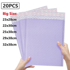 20pcs 버블 메일러 폴리 패딩 메일 링 포장 패딩 셀프 인감 가방 배송 봉투 메일러 보라색 봉투 가방 빅 사이즈
