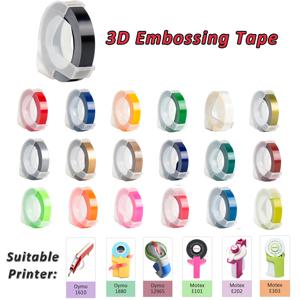 6MM 9MM 12MM 3D 엠보싱 라벨 리필 프린터 리본 PVC 라벨 Motex E101 1610 12965 1880 라벨 기계 테이프