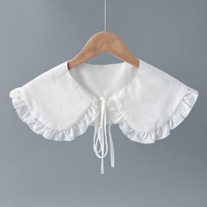 인형 용 흰색 목도리 여성용 가짜 가짜 칼라 소녀 프릴 트림 분리형 하프 셔츠 옷깃 블라우스 레이스 업 붕대