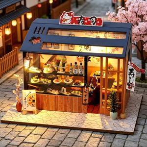 Casa Diy 나무 소형 ​​인형 집 작은 집 키트 3D 퍼즐 조립 빌딩 장난감 가구 LED 조명 인형 집 선물