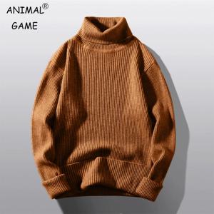 남성용 터틀넥 스웨터 가을 남성용 뜨개질 풀오버 롤넥 스웨터 겨울 따뜻한 남성 점퍼 슬림 피트 캐주얼 streetwear
