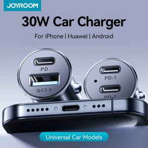 Joyroom 30W 미니 차량용 충전기 PD QC3.0 USB Type-C 고속 충전 차량용 충전기 iPhone Samsung Galaxy용 듀얼 포트 전화 충전기